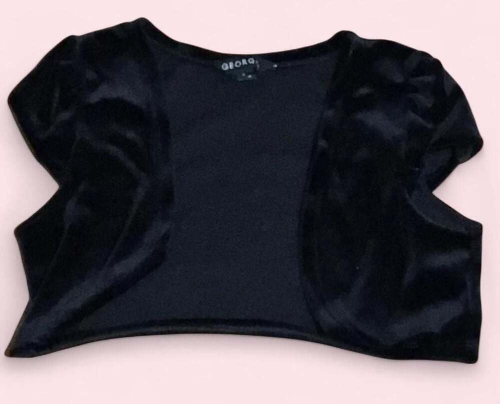 Girls George Black Velvet Short Sleeve ballet Bolero Shrug